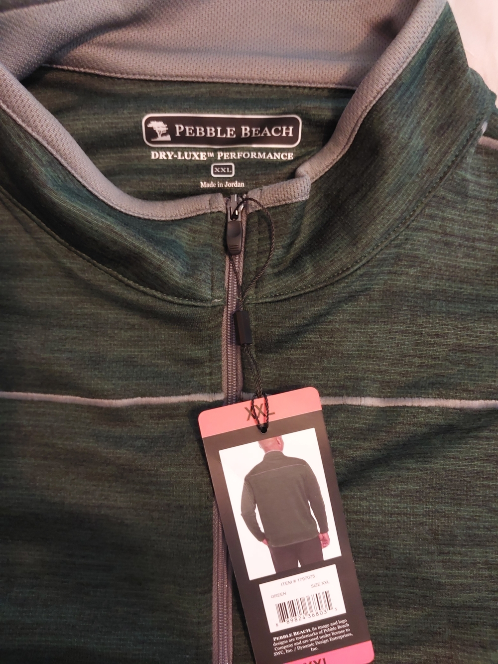 Pebble Beach Men's Quarter-Zip Performance Pullover in Heathered Forest Green